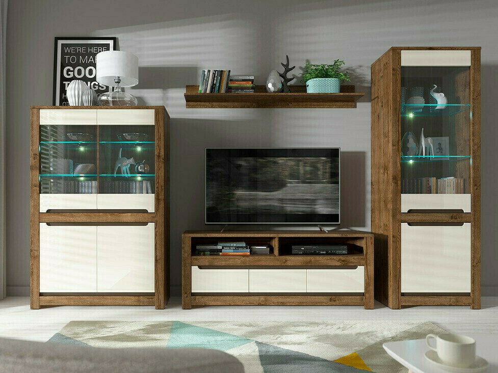 Шкаф Ophevaru 102 (Гланцов крем + April дъб)