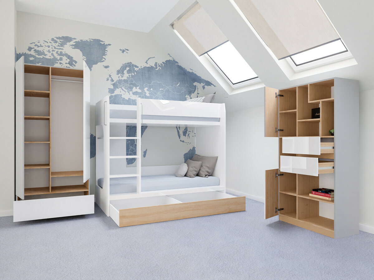 Комплект за детска стая Nuevaru 119 (Бял гланц)