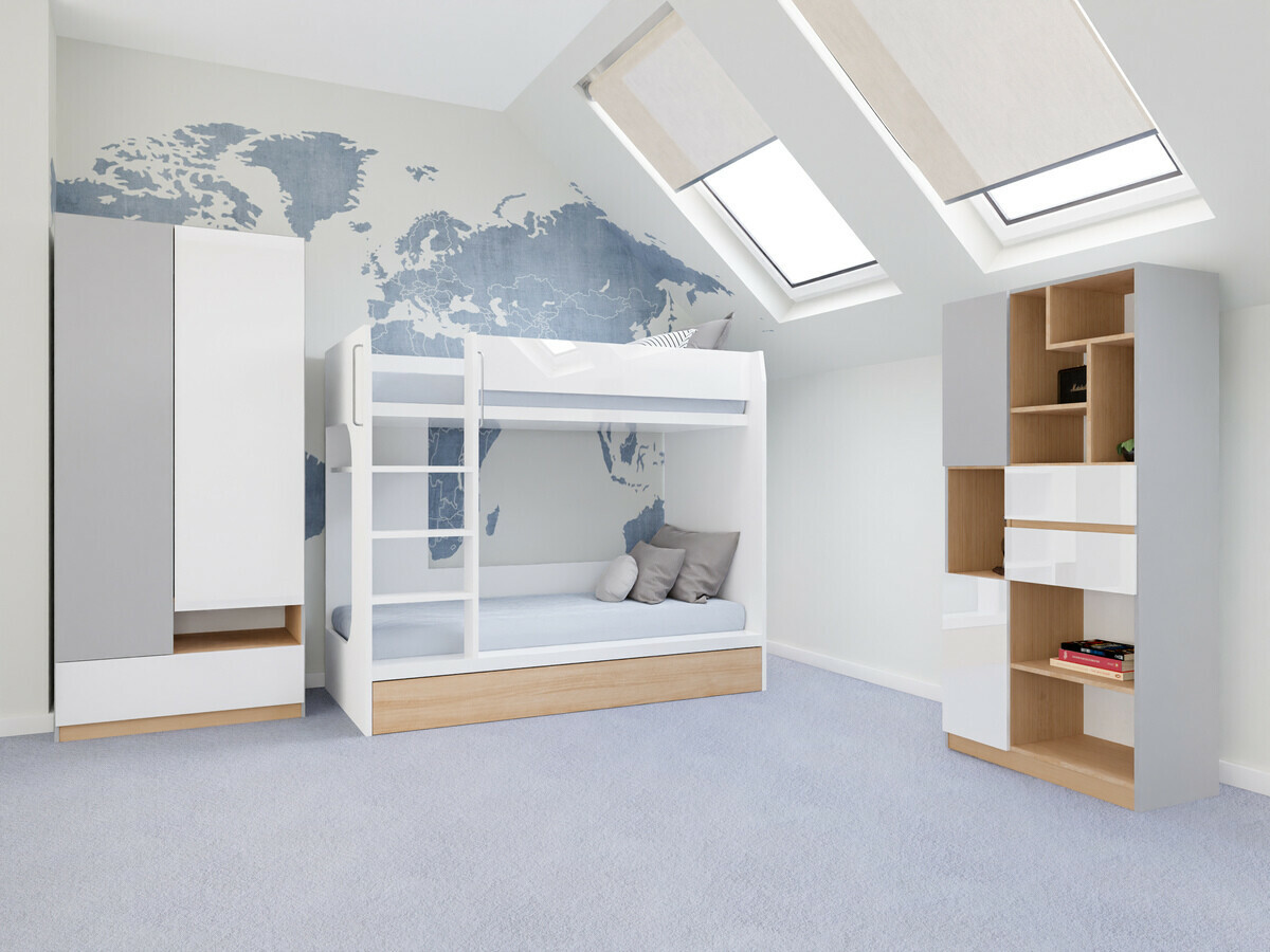 Комплект за детска стая Nuevaru 119 (Бял гланц)