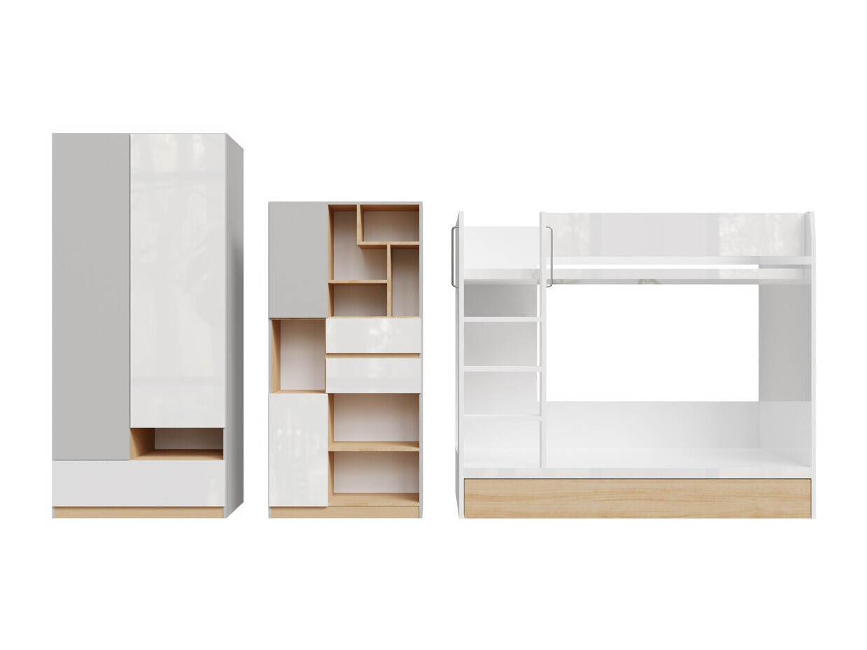 Комплект за детска стая Nuevaru 119 (Бял гланц)