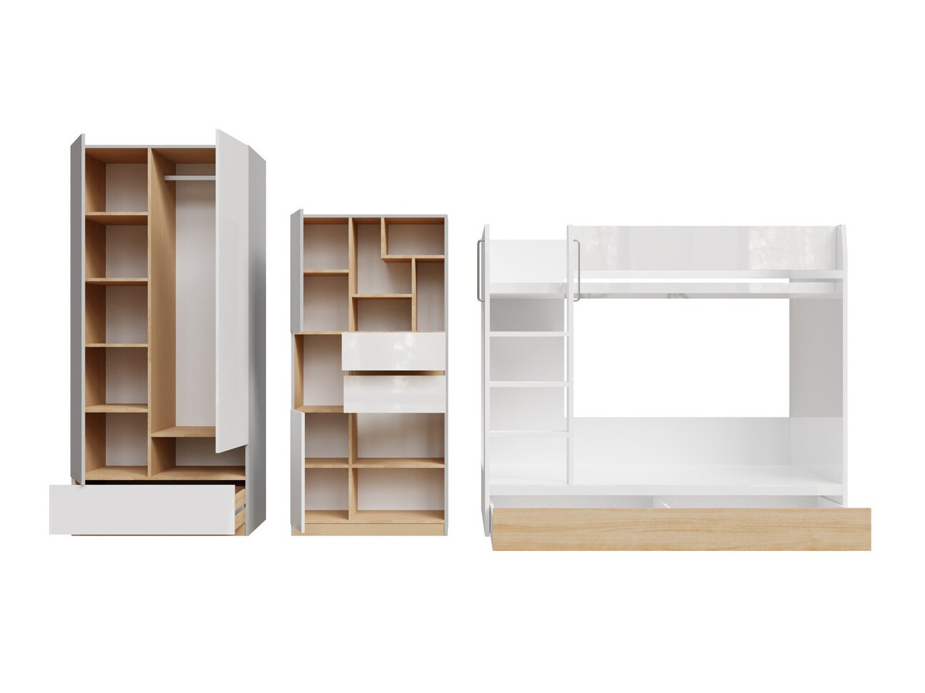 Комплект за детска стая Nuevaru 119 (Бял гланц)