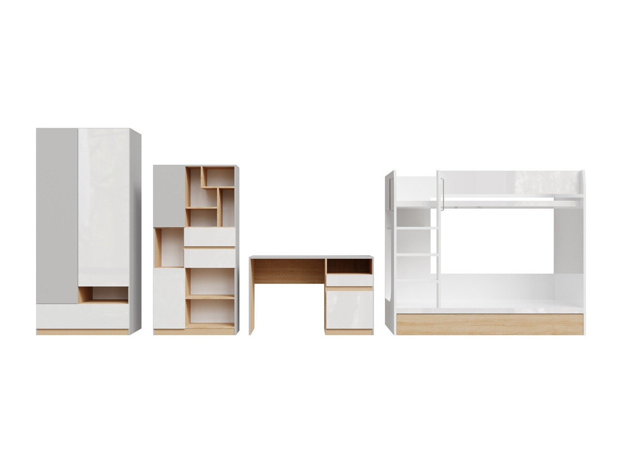 Комплект за детска стая Nuevaru 119 (Бял гланц)