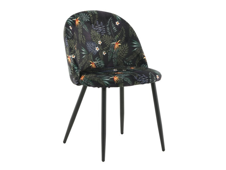 Маса и столове за трапезария Dallas 335 (Флорален модел + Черен)