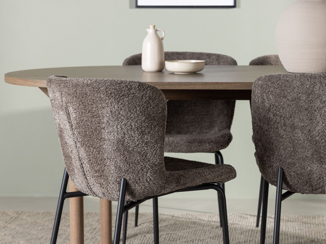 Маса и столове за трапезария Dallas 4132 (Кафяв + Черен)