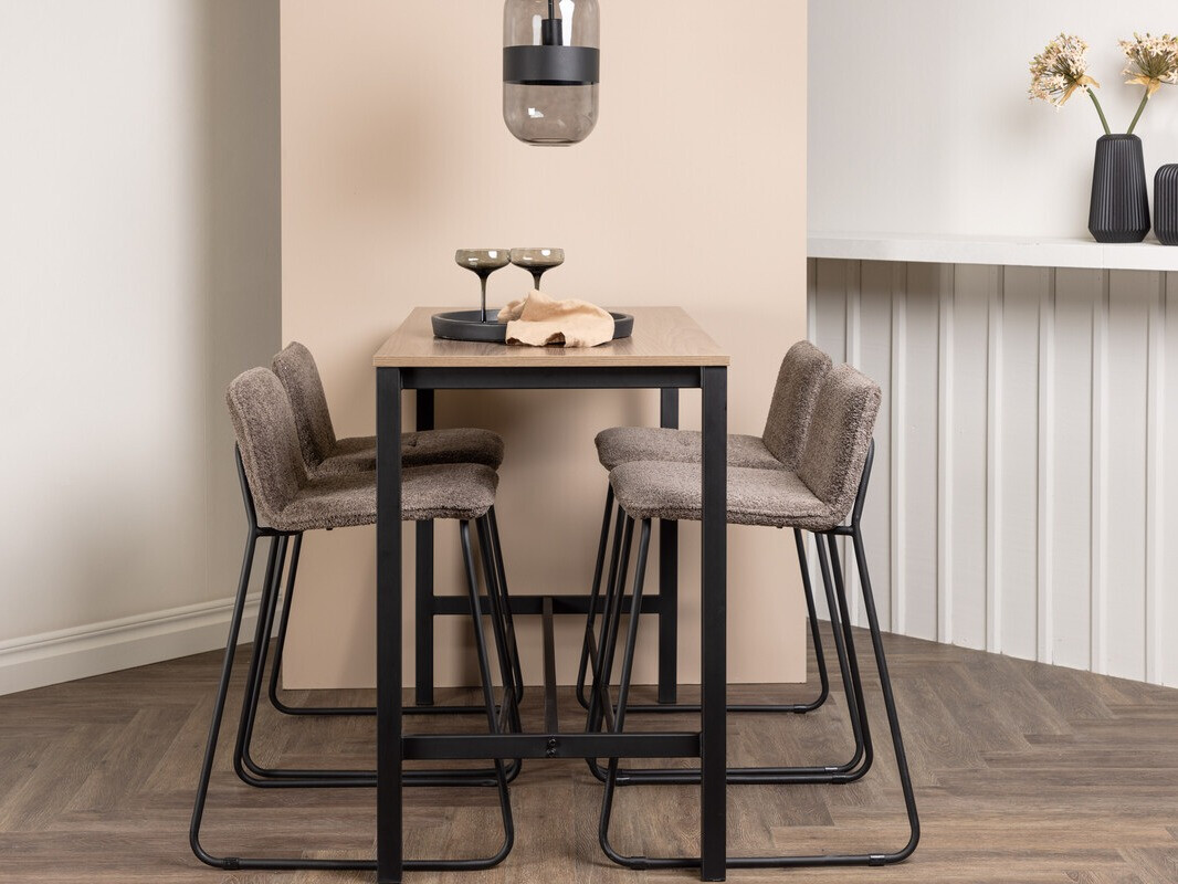 Маса и столове за трапезария Dallas 4155 (Тъмно сив + Черен)