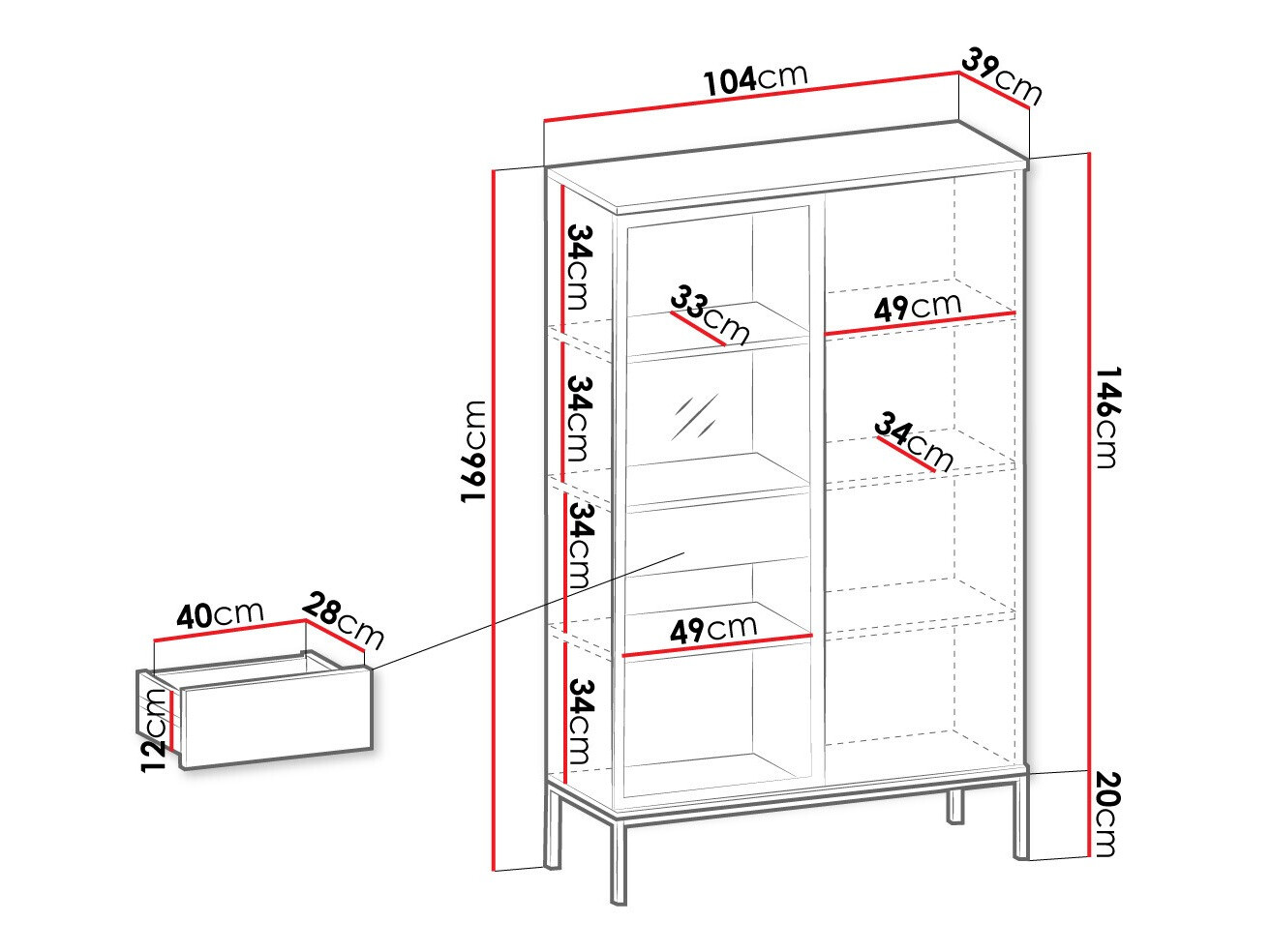 Етажерка Manal (Черен + Дъб уотан)