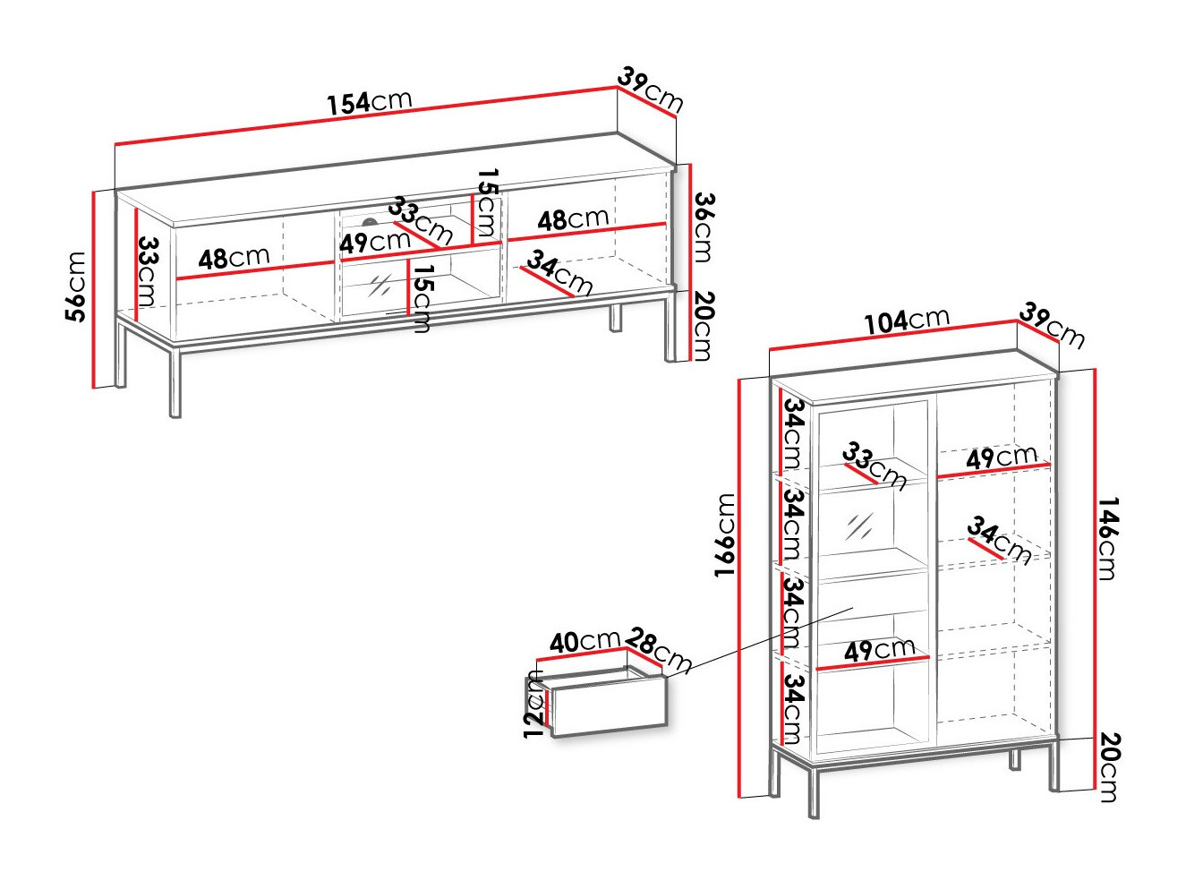 Комплект за хол Manal I (Черен + Дъб уотан)
