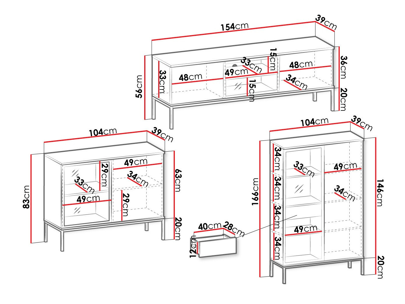 Комплект за хол Soferi 113 (Черен + Дъб уотан)