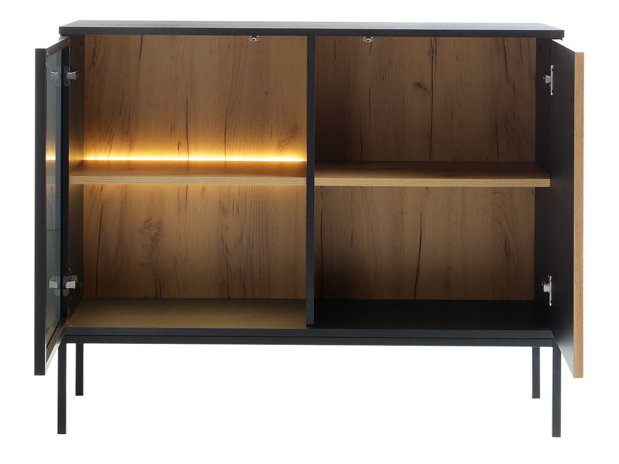 Комплект за хол Soferi 113 (Черен + Дъб уотан)