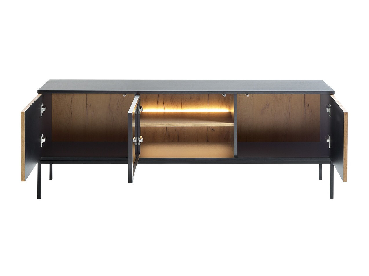 Комплект за хол Soferi 113 (Черен + Дъб уотан)