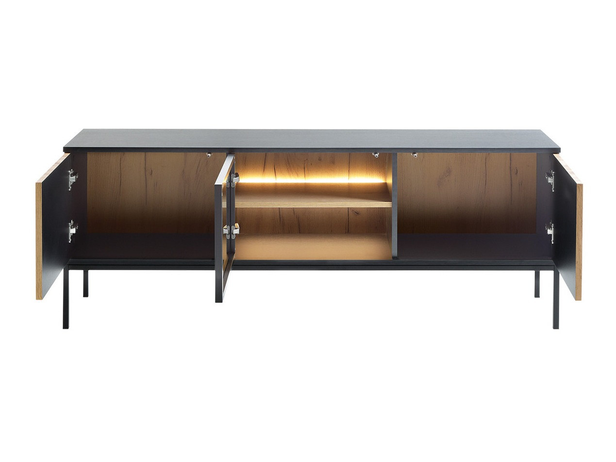 ТВ шкаф Manal (Черен + Дъб уотан)