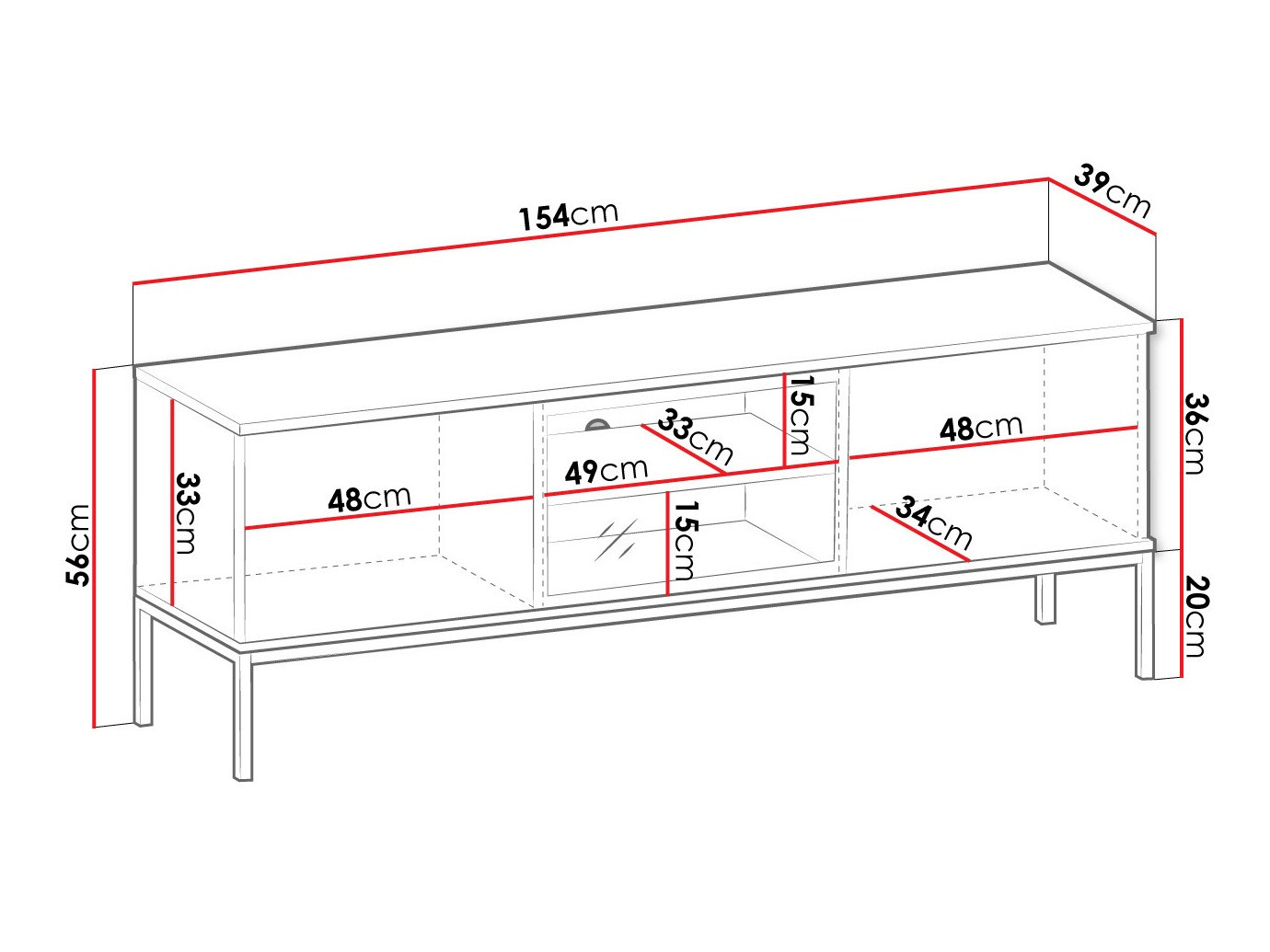 ТВ шкаф Soferi 111 (Черен + Дъб уотан)