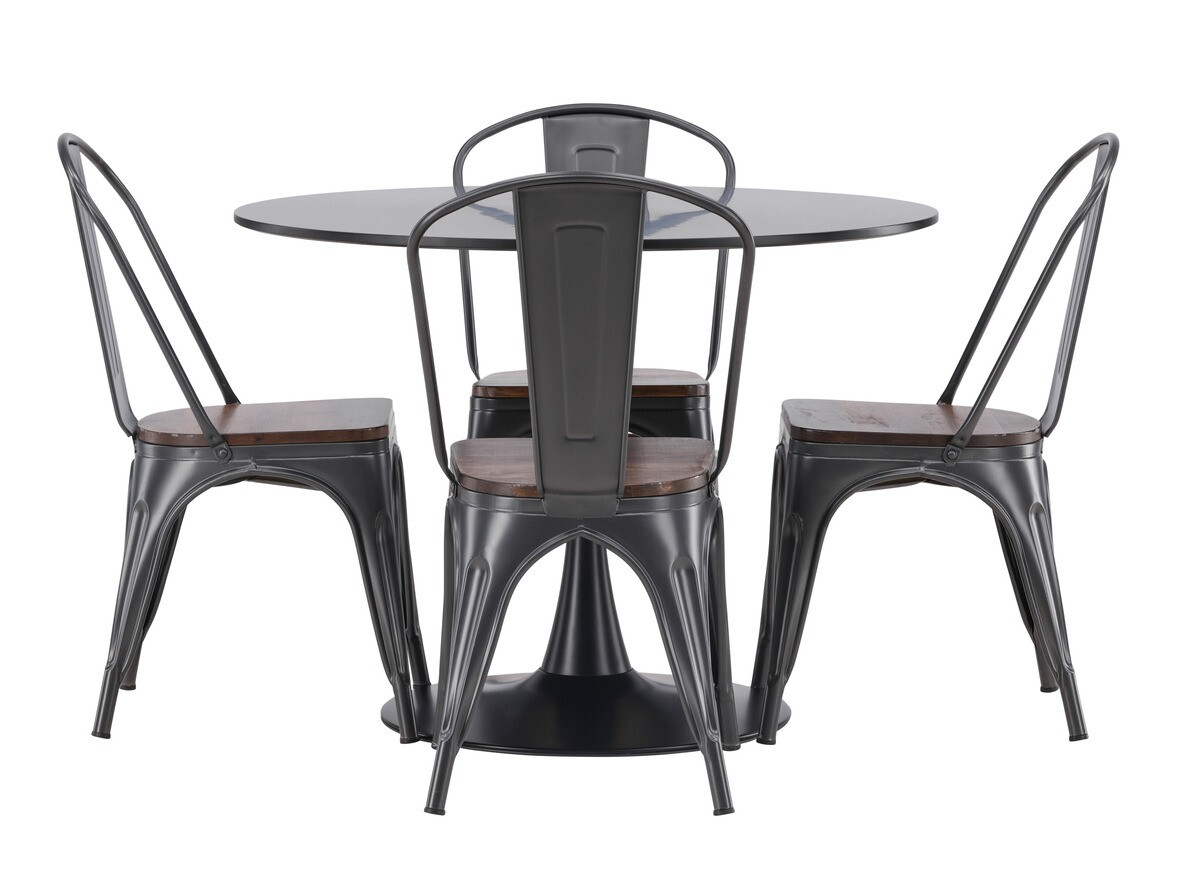 Маса и столове за трапезария Dallas 4170 (Черен + Кафяв)