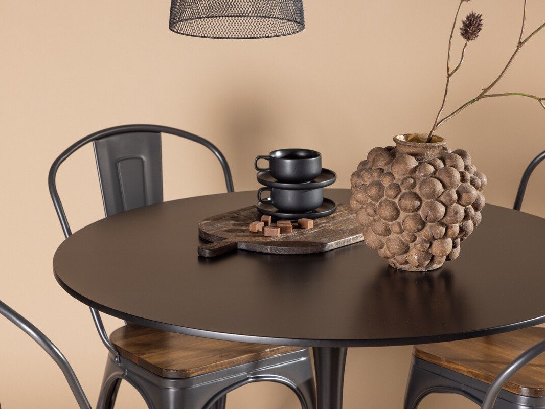 Маса и столове за трапезария Dallas 4170 (Черен + Кафяв)