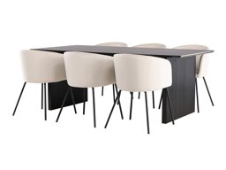 Маса и столове за трапезария Dallas 4182 (Сметана + Черен)