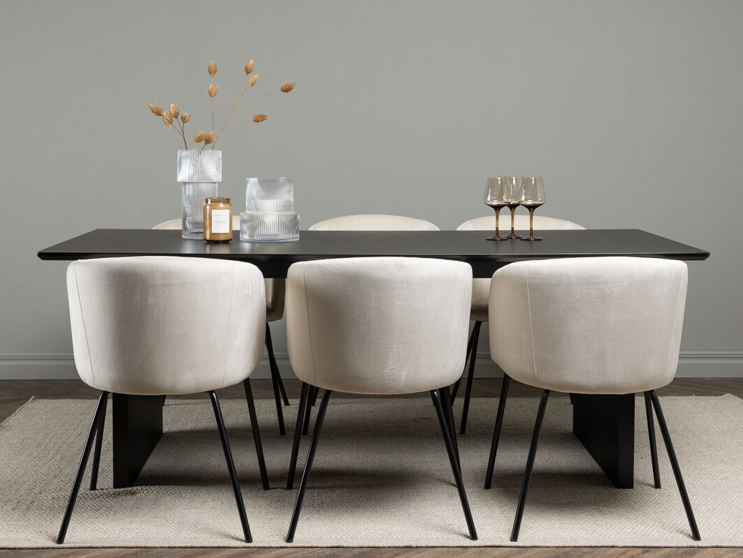 Маса и столове за трапезария Dallas 4182 (Сметана + Черен)