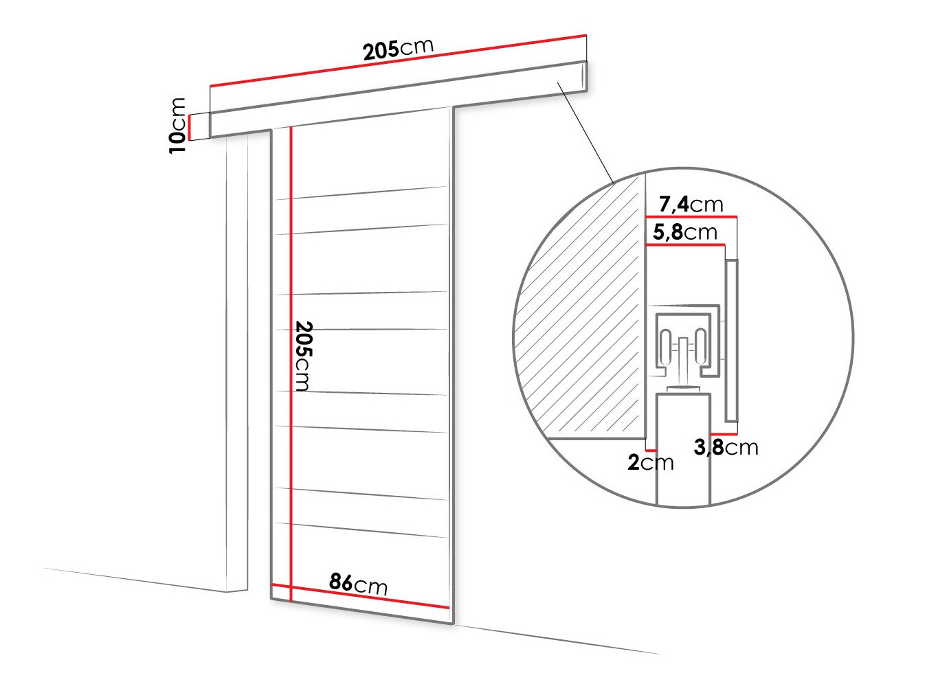 Плъзгаща се врата Closico Materia V (Бял + Черен)