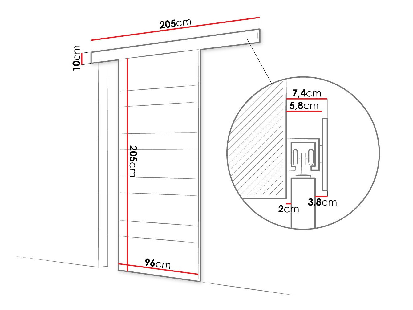 Плъзгаща се врата Closico Portalis V (Бял)