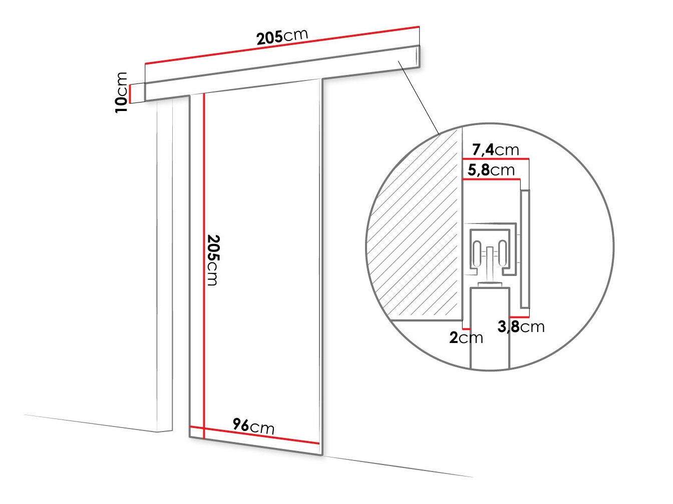Плъзгаща се врата Closico 177 (Бял)