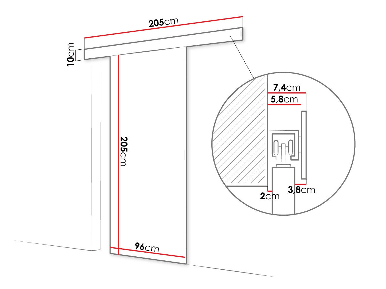 Плъзгаща се врата Closico 178 (Бял)
