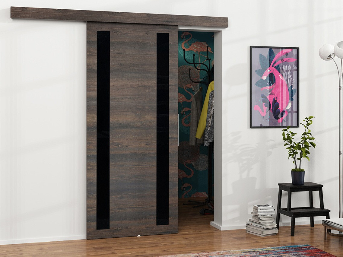 Плъзгаща се врата Dover 120 (Тъмен ясен + Черен)