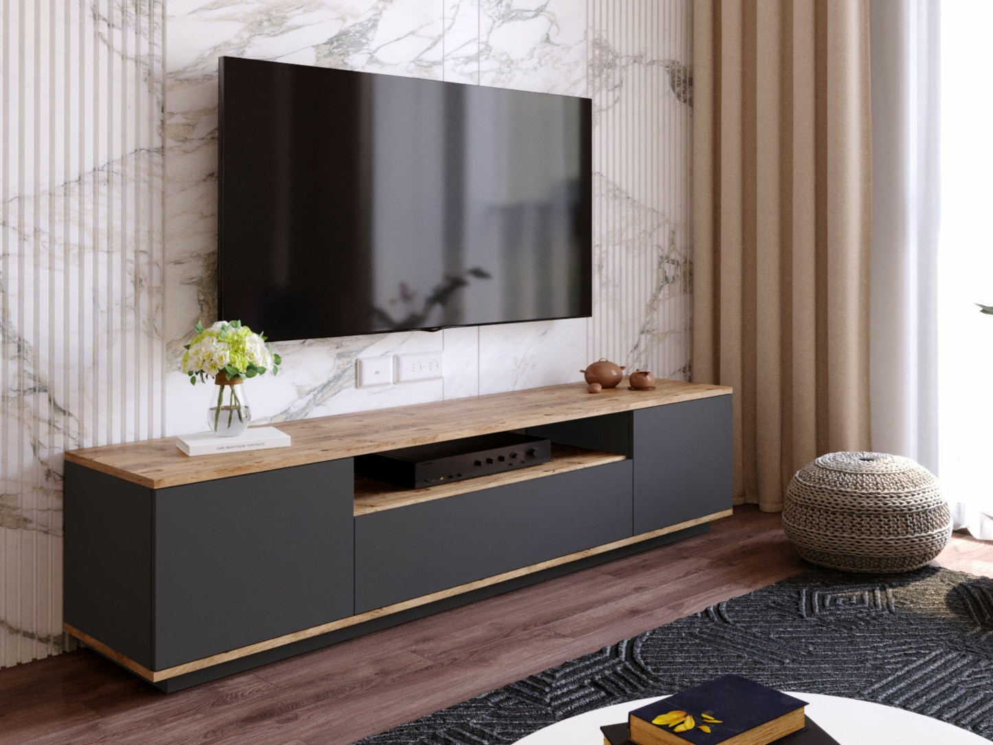 ТВ шкаф Kailua 105 (Антрацит + Бор)