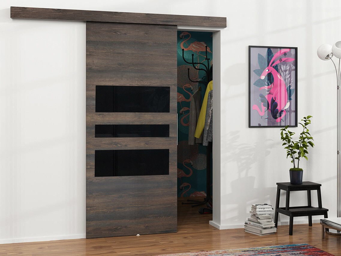 Плъзгаща се врата Dover 140 (Тъмен ясен + Черен)