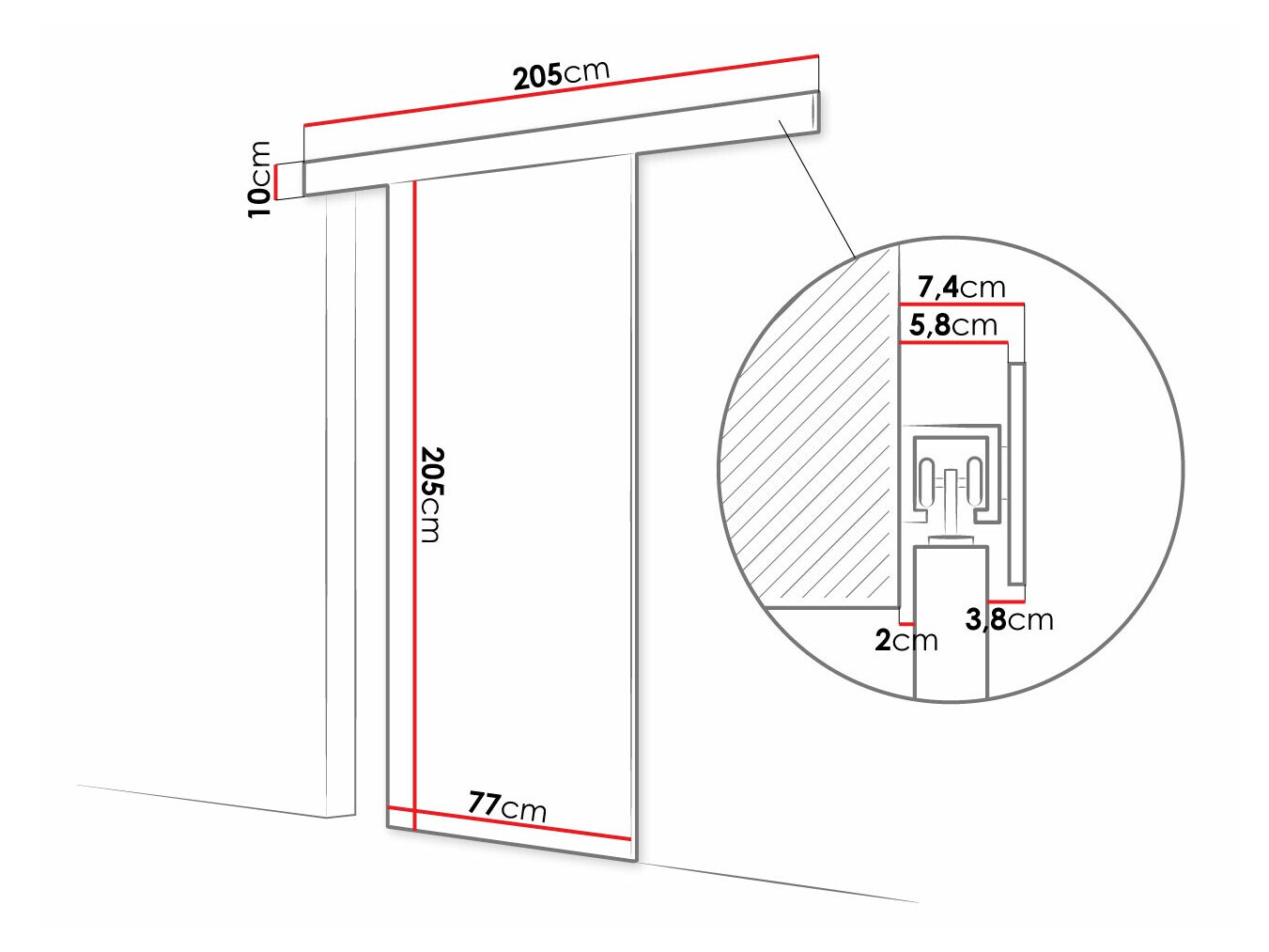 Плъзгаща се врата Closico 181 (Бял)
