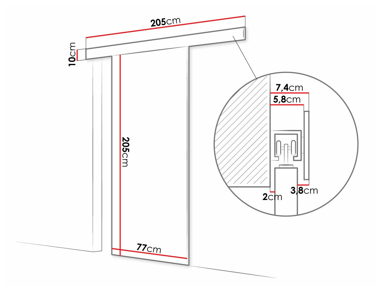 Плъзгаща се врата Closico 182 (Черен)