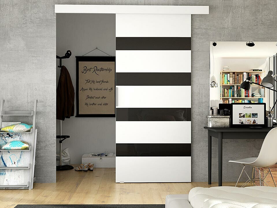 Плъзгаща се врата Closico Fundus V (Бял + Черен)