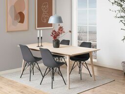 Маса и столове за трапезария Norsica 330 (Тъмно сив + Черен)