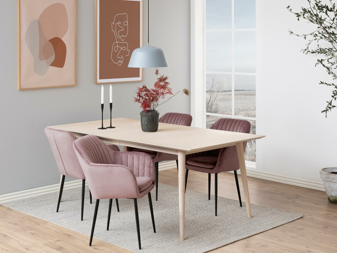 Маса и столове за трапезария Norsica 513 (Пепел от рози + Черен)