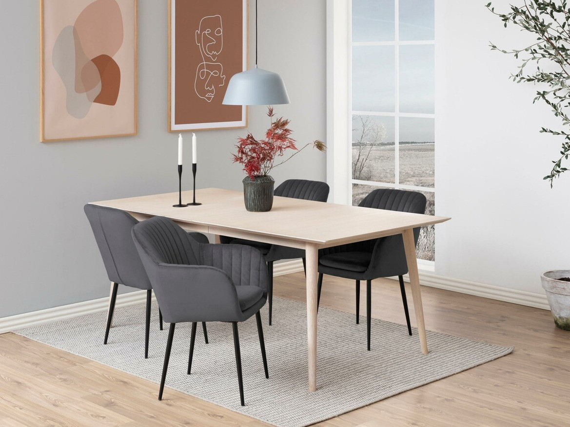 Маса и столове за трапезария Norsica 513 (Тъмно сив + Черен)