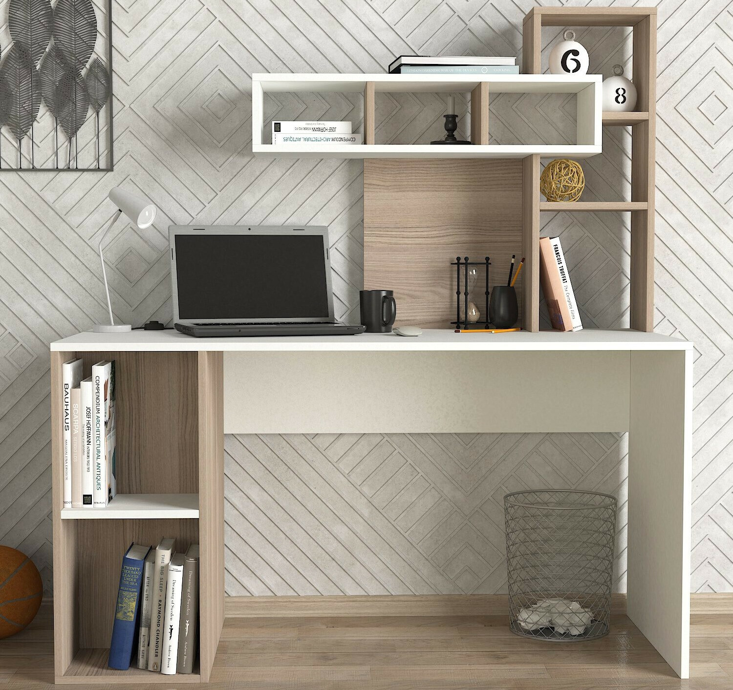 Офис бюро Kailua 296 (Светлокафяво + Бял)