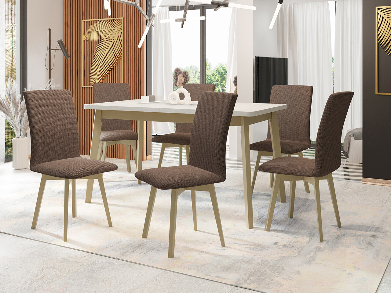 Маса и столове за трапезария Victorville 323 (Сонома дъб)