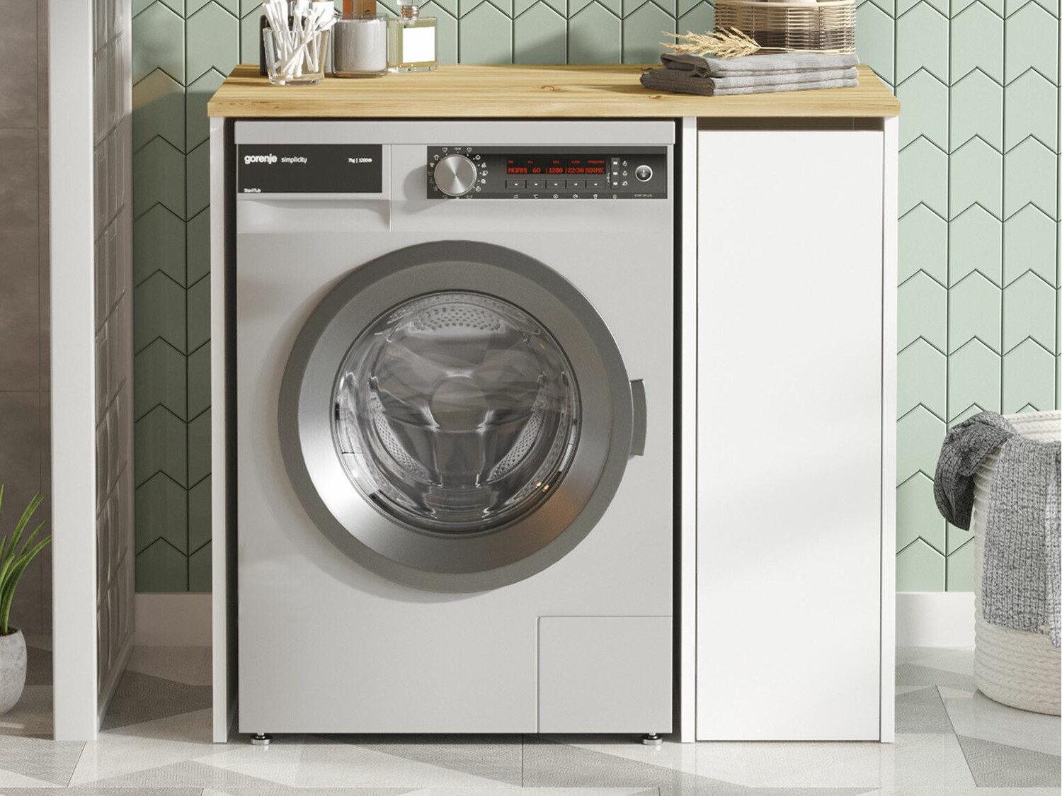 Шкаф за баня Kailua 339 (Бял + Дъб)