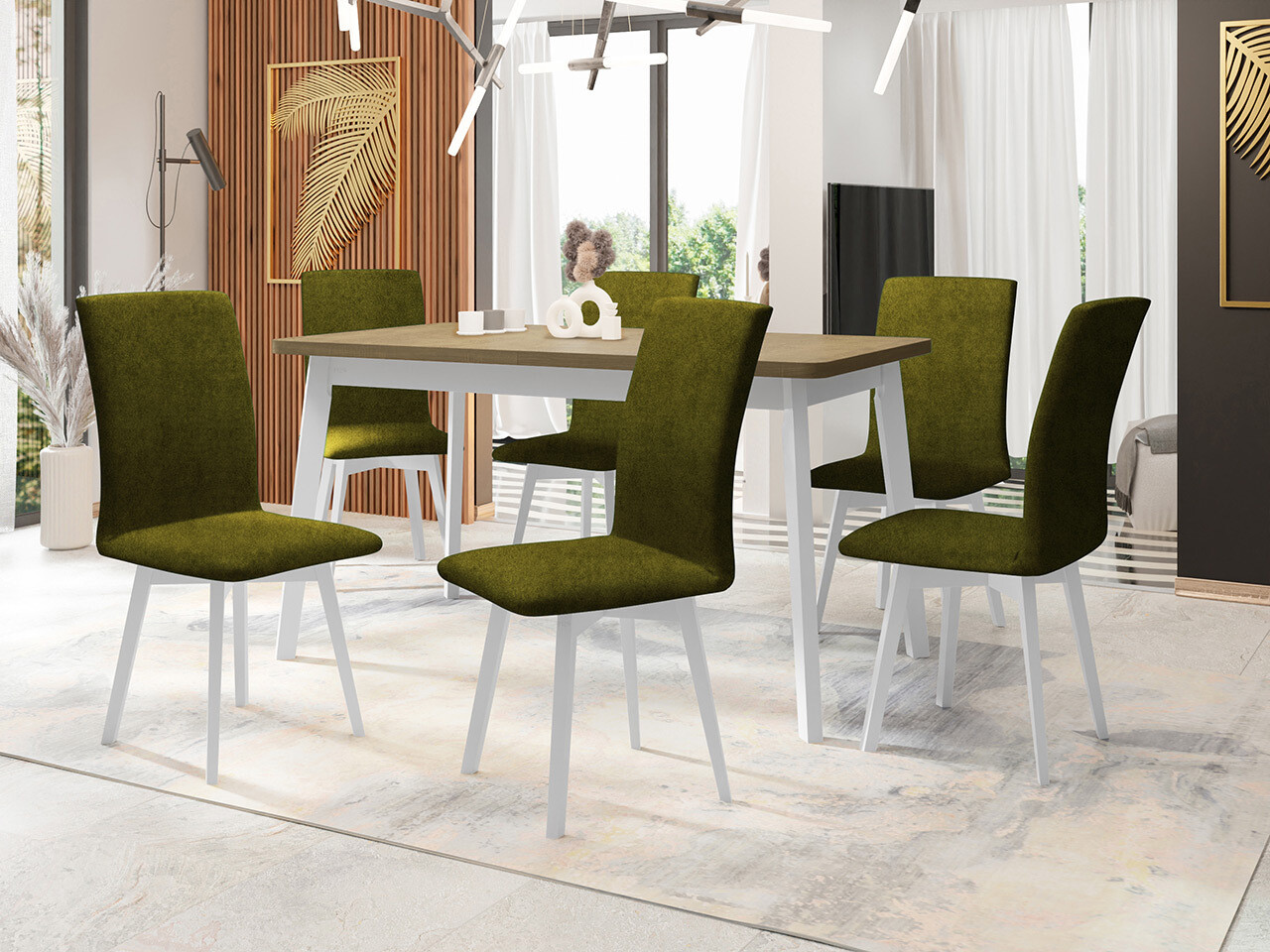 Маса и столове за трапезария Victorville 325 (Бял)