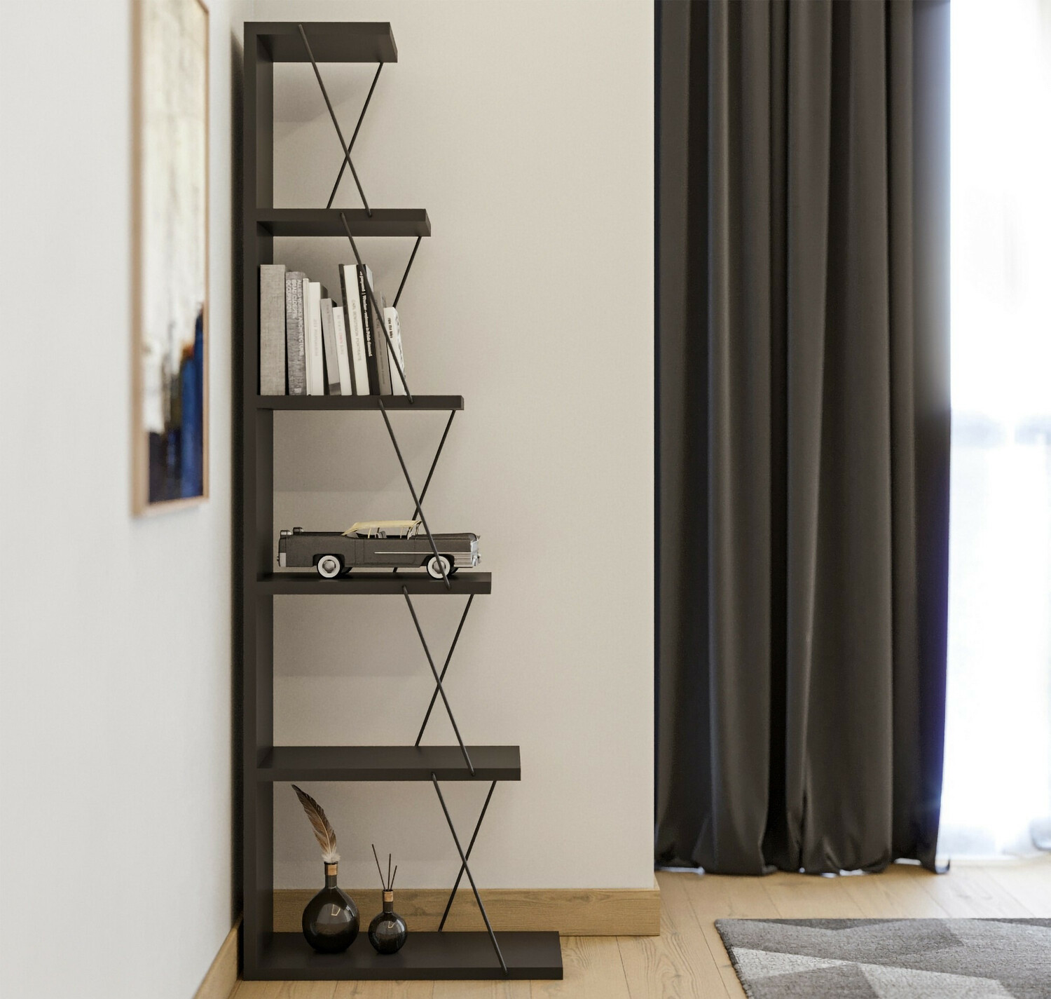 Етажерка Kailua 371 (Антрацит + Черен)