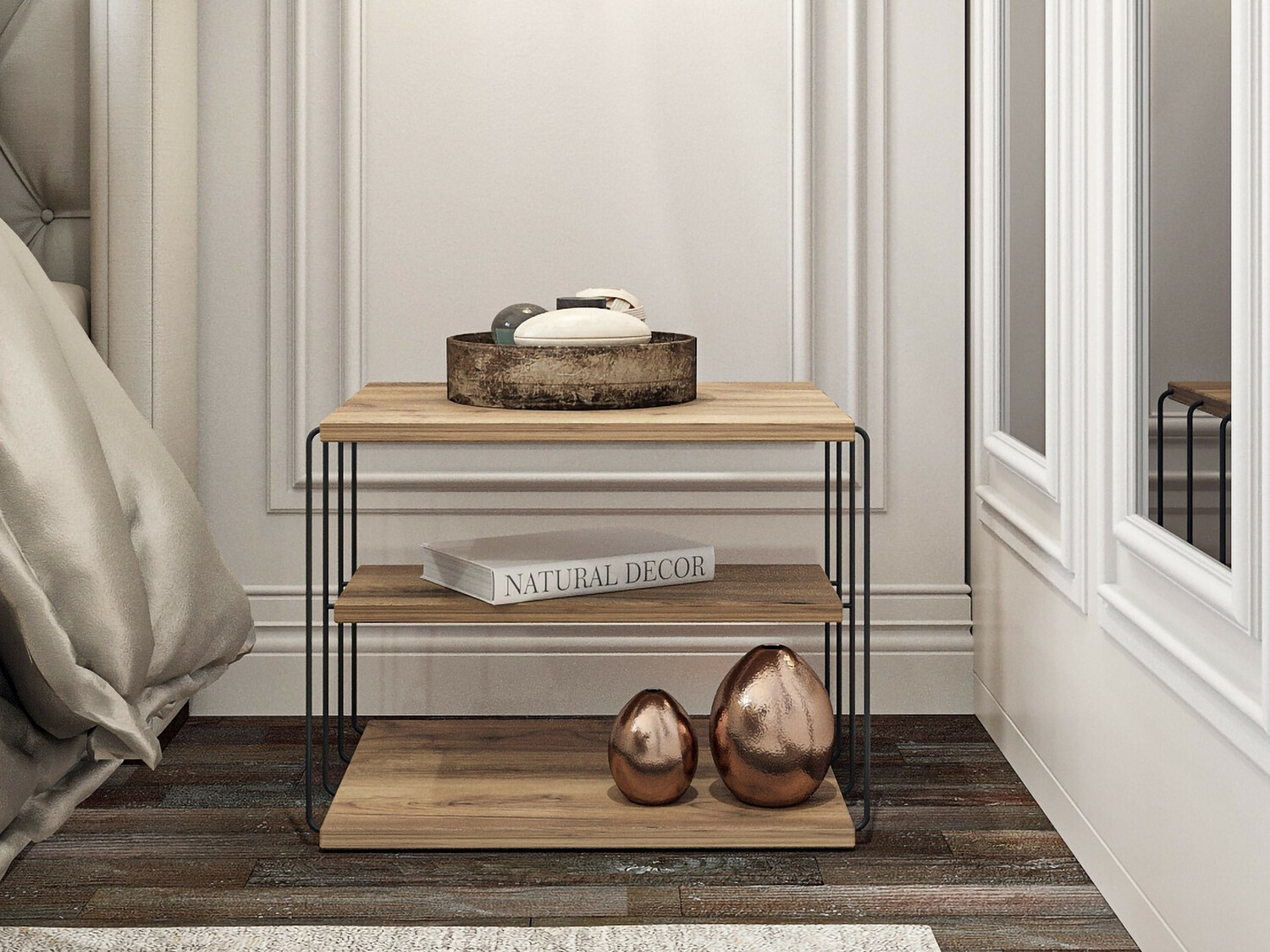 Помощна масичка Kailua 381 (Черен + Бор)