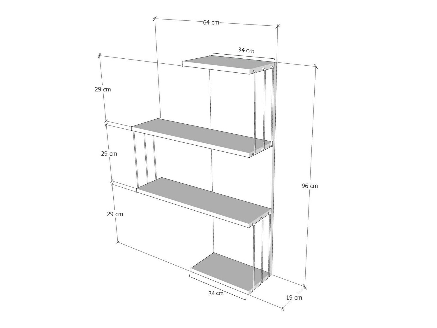 Стенна етажерка Kailua 406 (Кафяв + Бял)