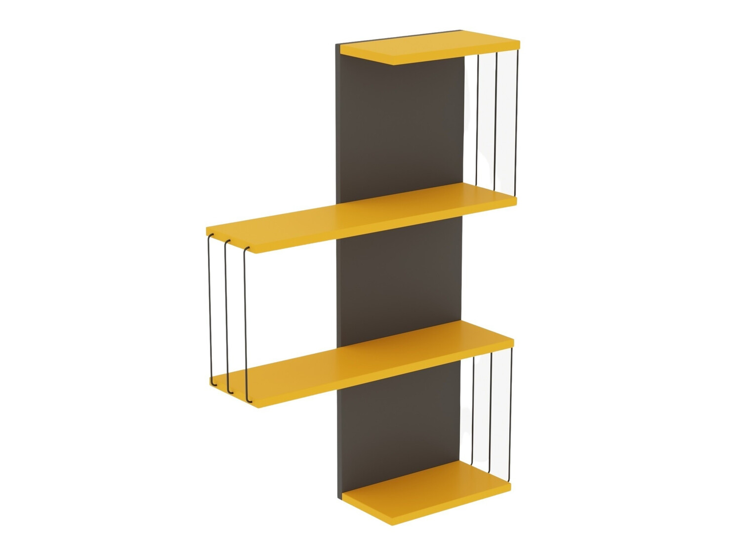 Стенна етажерка Kailua 406 (Жълт + Антрацит)