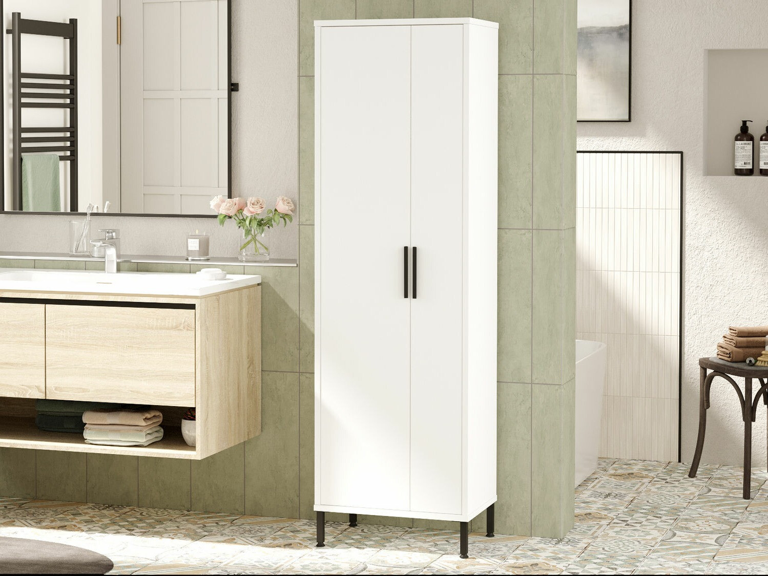 Стоящ шкаф за баня Kailua 2071 (Бял)