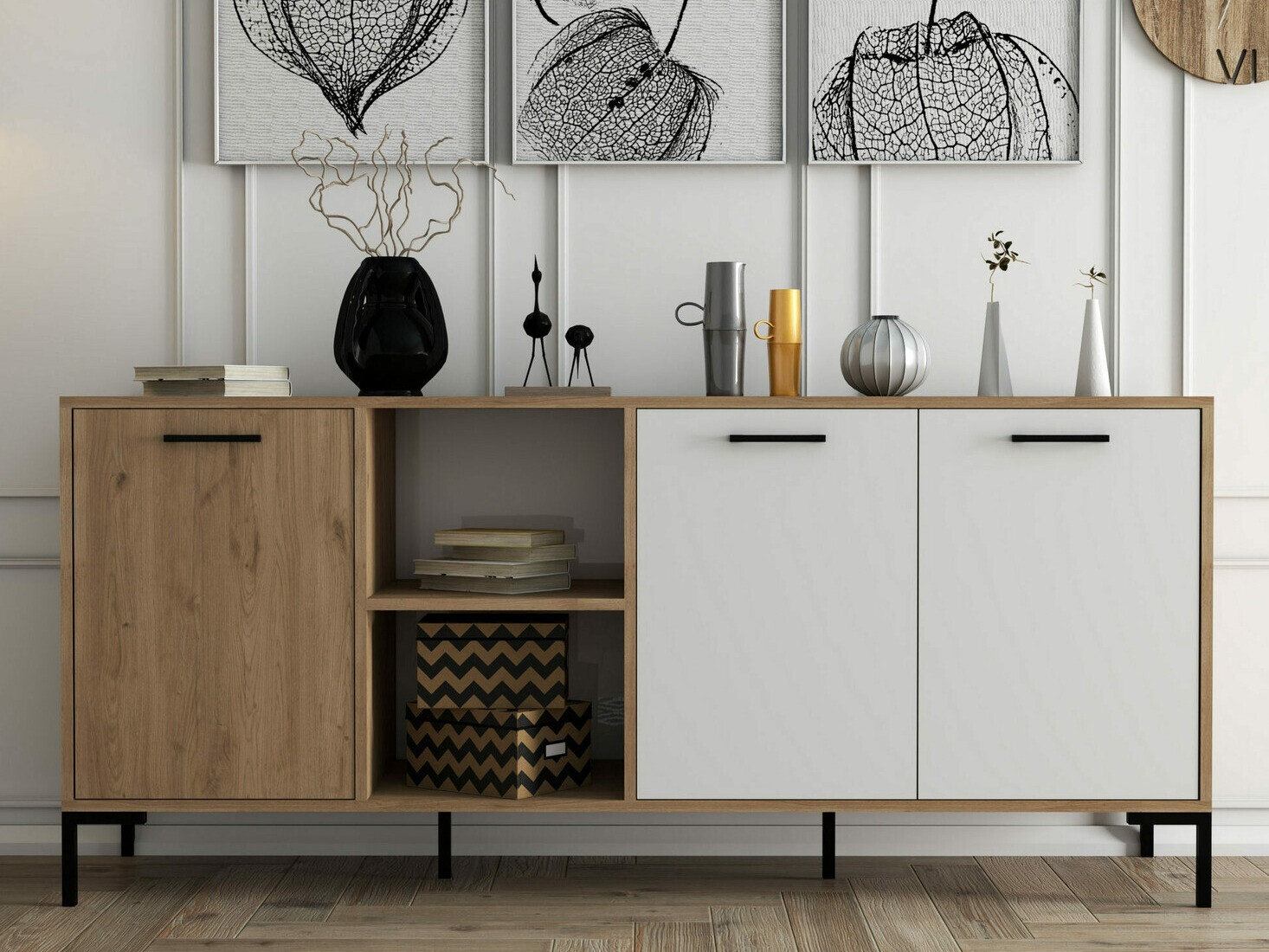 Шкаф Nolcava 101 (Бял + Дъб)