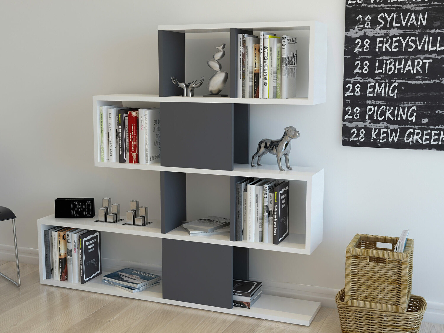 Етажерка Kailua 677 (Бял + Антрацит)