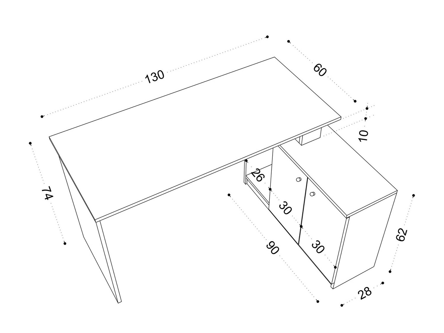 Ъглово офис бюро Kailua 673