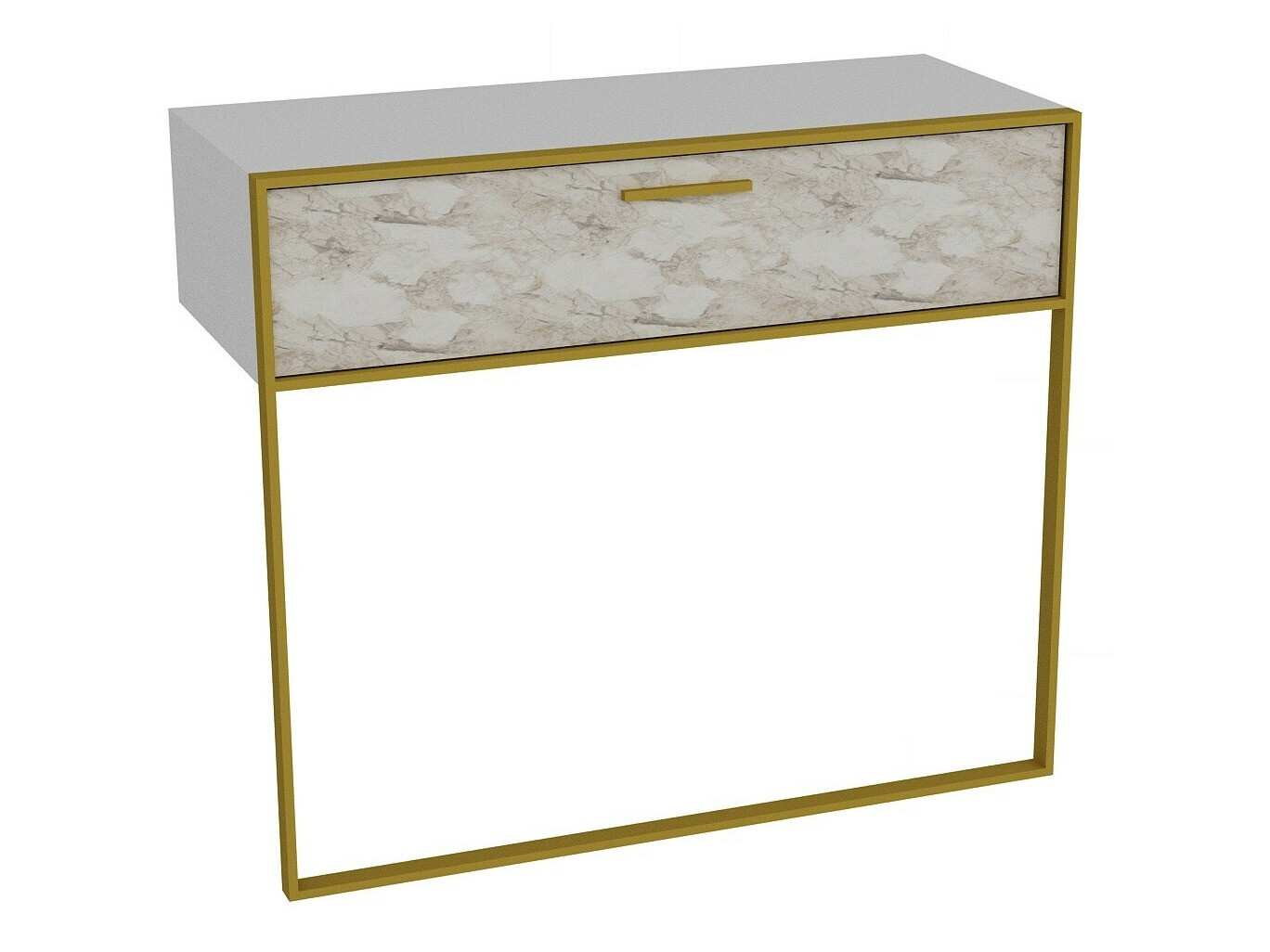 Конзолна маса Kailua 907 (Бял + Бял мрамор)