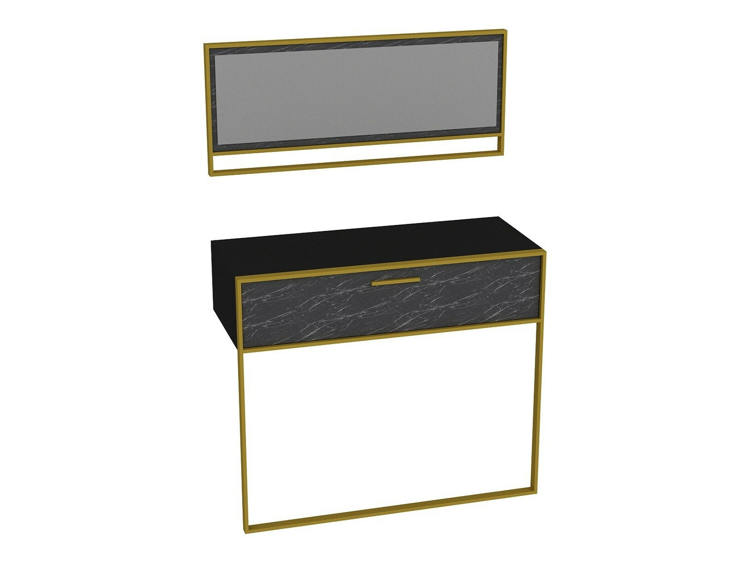 Конзолна маса Kailua 907 (Черен + Черен мрамор)