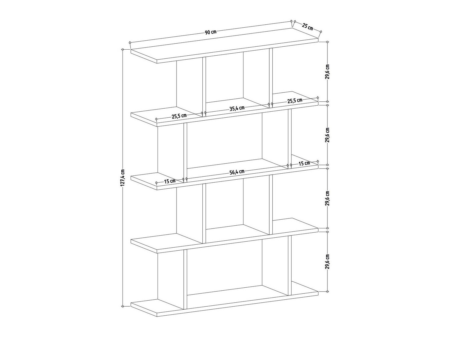 Етажерка Kailua 1048 (Бял + Дъб)