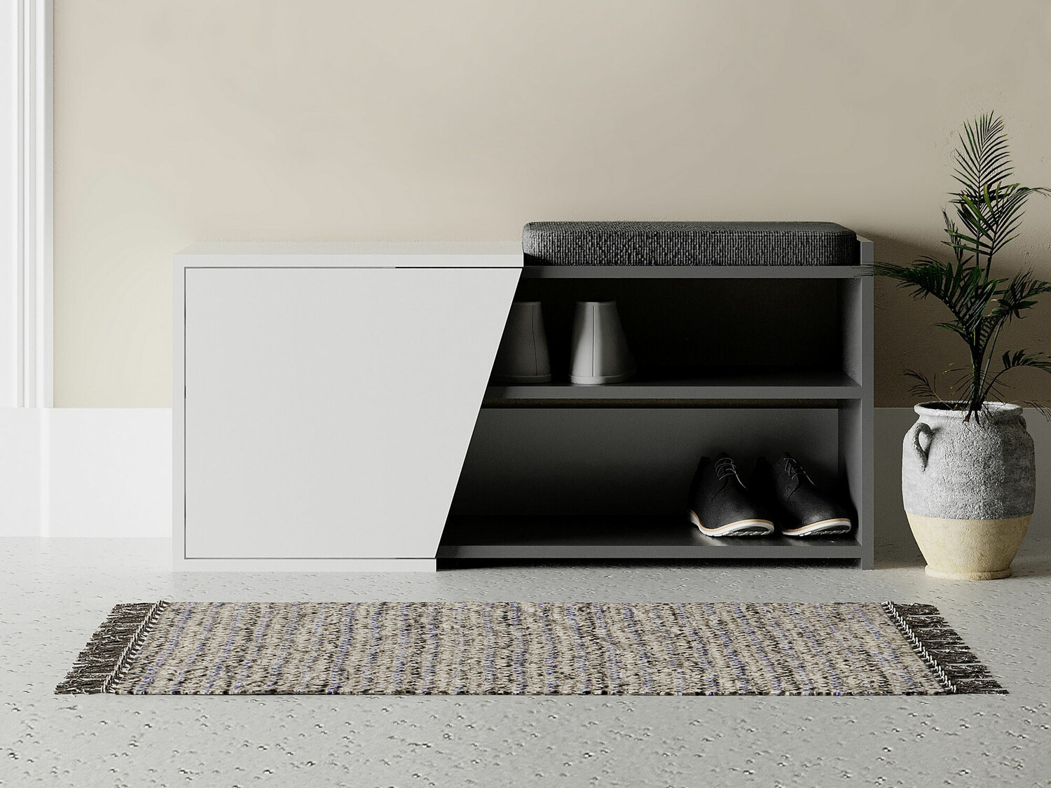 Етажерка за обувки Kailua 1081 (Бял + Антрацит)