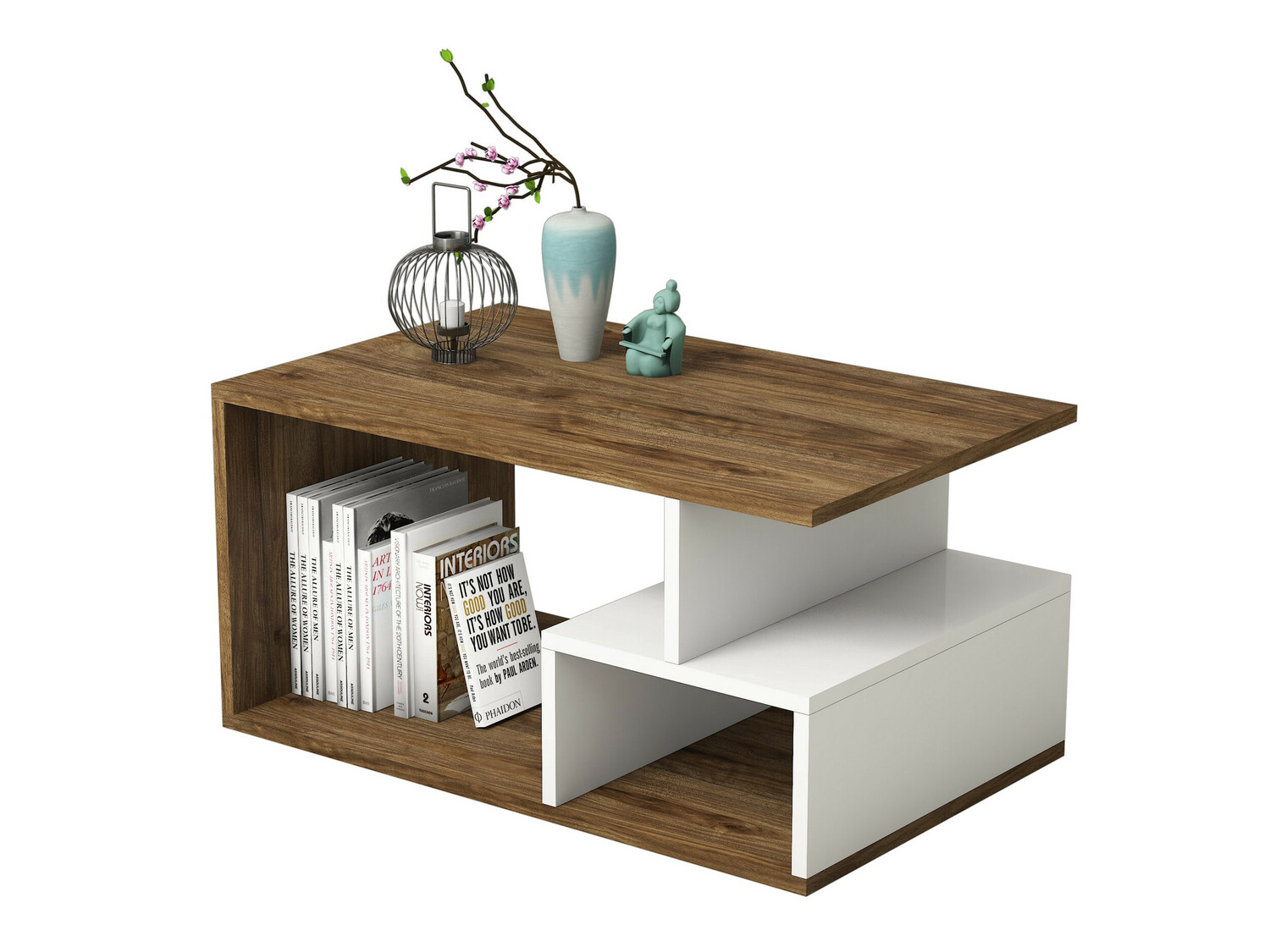 Масичка за кафе Kailua 1104 (Бял + Орех)